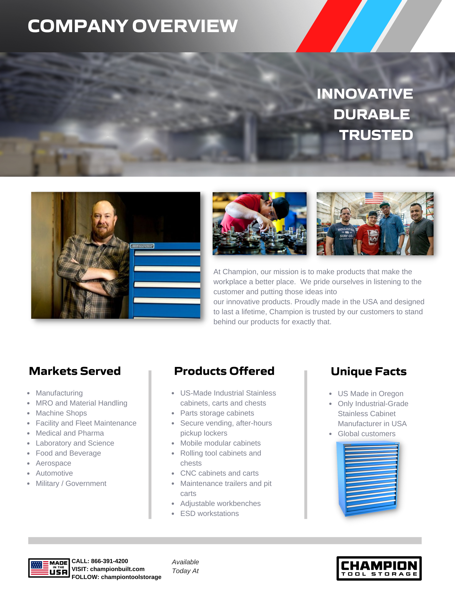 PRODUCT LITERATURE Champion Tool Storage