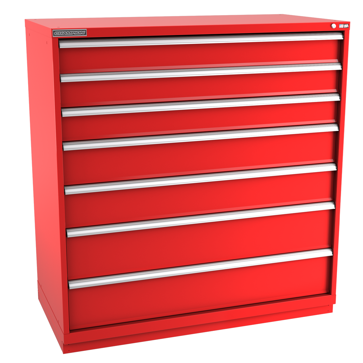 7-Drawer Modular Cabinet DW0701 | 56-1/2"W x 59-1/2"H x 28-1/2"D red