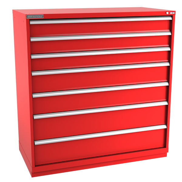 7-Drawer Modular Cabinet DW0701 | 56-1/2"W x 59-1/2"H x 28-1/2"D red