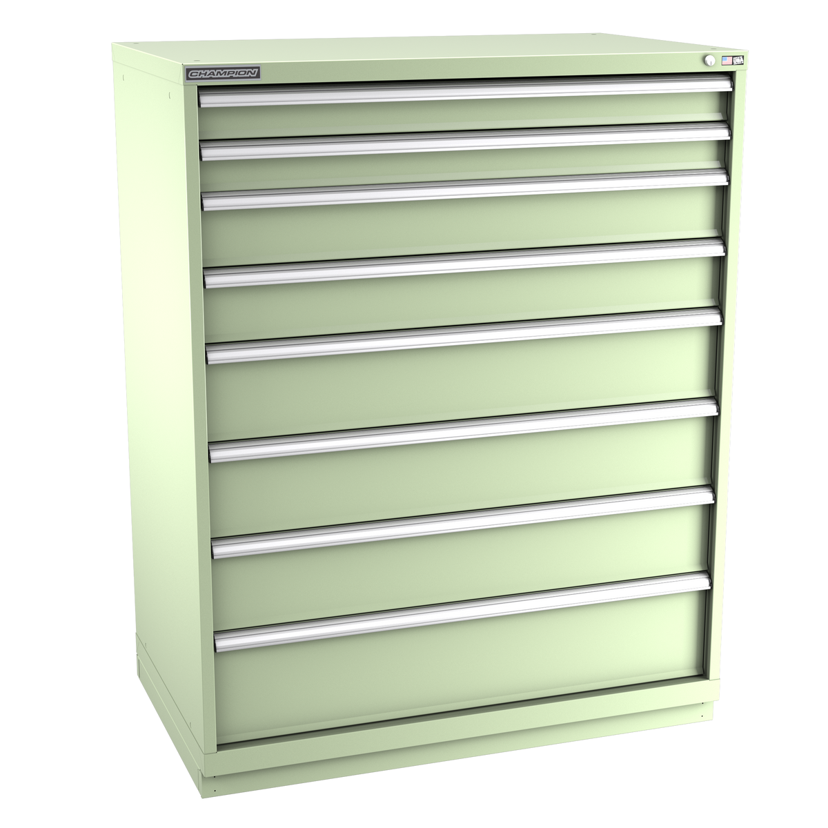 8-Drawer Modular Cabinet EW0801 | 47"W x 59-1/2"H x 28-1/2"D seafoam green