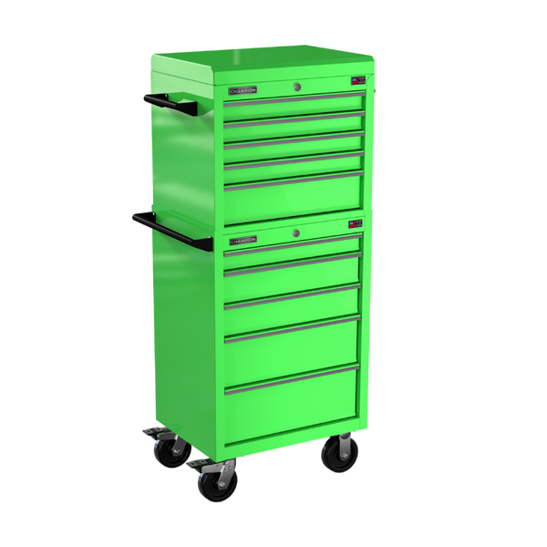 10-drawer 27" FMPRO Combo Roll Cabinet | 27"W x 66"H x 20"D electric green