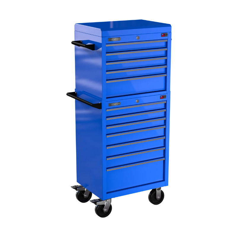 12-drawer 27" FMPRO Combo Roll Cabinet | 27"W x 66"H x 20"D gloss blue