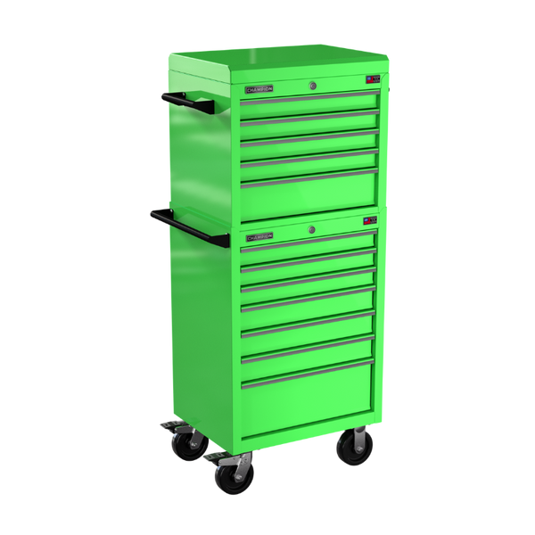 12-drawer 27" FMPRO Combo Roll Cabinet | 27"W x 66"H x 20"D electric green