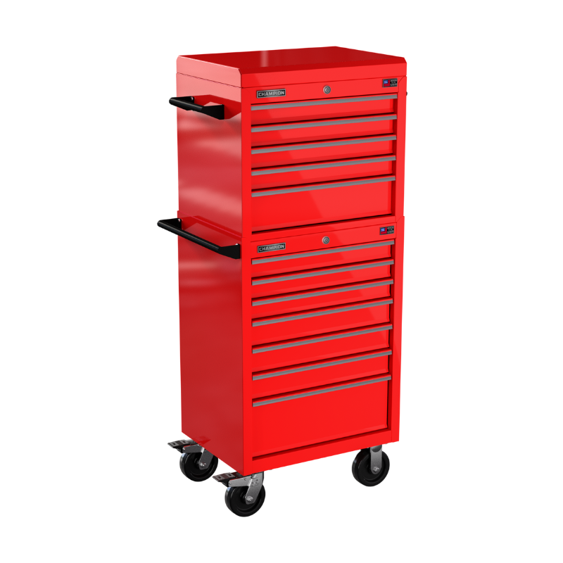 12-drawer 27" FMPRO Combo Roll Cabinet | 27"W x 66"H x 20"D gloss red