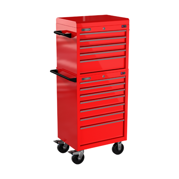 12-drawer 27" FMPRO Combo Roll Cabinet | 27"W x 66"H x 20"D gloss red