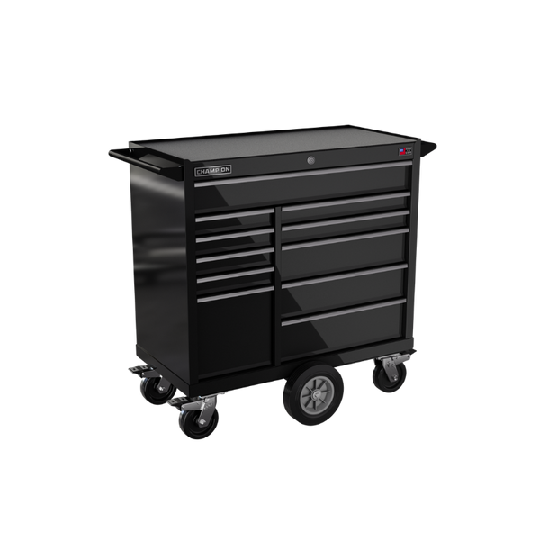 11-drawer 41" FMPRO Maintenance Cart | 41"W x 45"H x 20"D gloss black