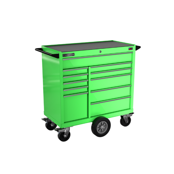 11-drawer 41" FMPRO Maintenance Cart | 41"W x 45"H x 20"D electric green