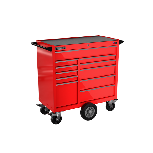 11-drawer 41" FMPRO Maintenance Cart | 41"W x 45"H x 20"D gloss red