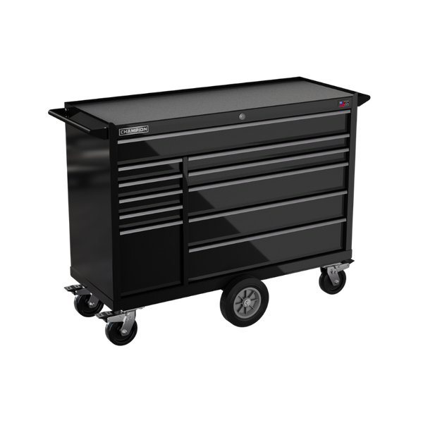 11-drawer 54" FMPRO Maintenance Cart | 54"W x 45"H x 20"D gloss black