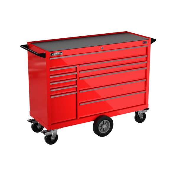 11-drawer 54" FMPRO Maintenance Cart | 54"W x 45"H x 20"D gloss red