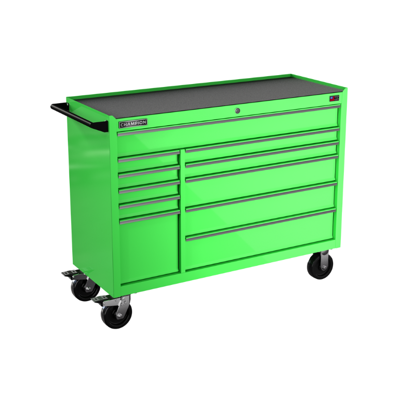 11-drawer 54" FMPRO Roll Cab | 54"W x 43"H x 20"D electric green